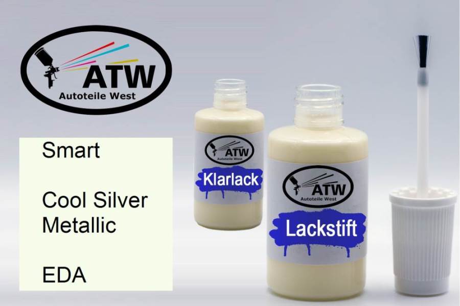 Smart, Cool Silver Metallic, EDA: 20ml Lackstift + 20ml Klarlack - Set, von ATW Autoteile West.